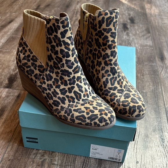 Toms Sadie Classic Leopard Printed Suede Ankle Booties Women’s size 7 - Picture 14 of 14